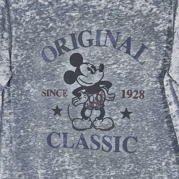 Disney Unisex Gray Burnout Short Sleeve Tee with Classic Mickey Mouse Size Large - Picture 2 of 7